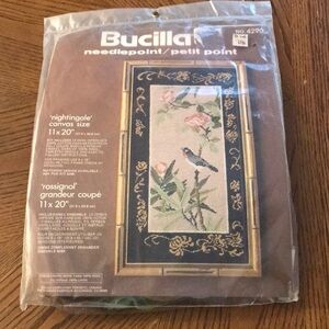 Vintage Bucilla Needlepoint “Nightingale” Bird and Floral Design